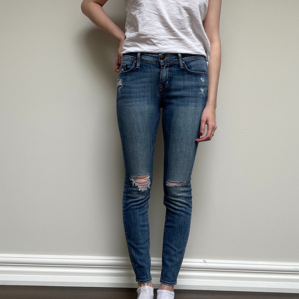 Fidelity X Over the Rainbow Mid-rise blue skinny jeans size 27